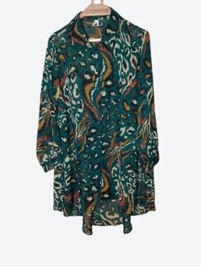 LIVE 4 TRUTH Shirt Dress 3X Leopard Teal Contemporary